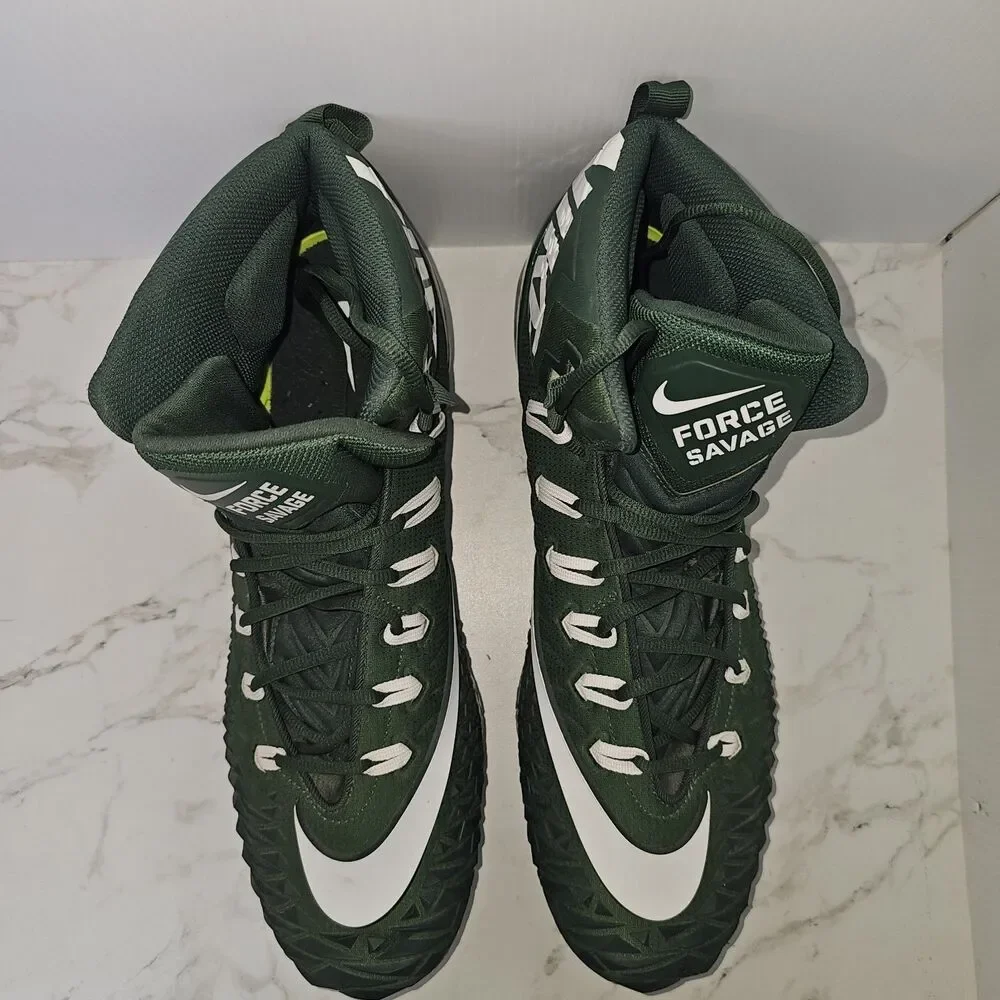 Nike Force Savage Pro Mid TD Football Cleat Green/White Men’s Size 17 918346-313